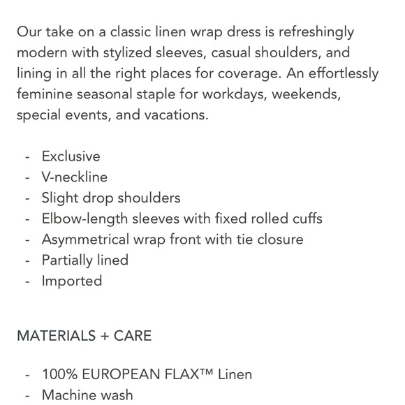 NWT - Garnet Hill Easy Linen Wrap Dress - Picture 4 of 16